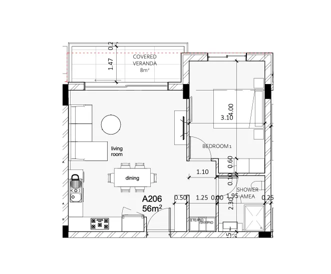 Διαμερίσματα 3 — 64,00 m²
