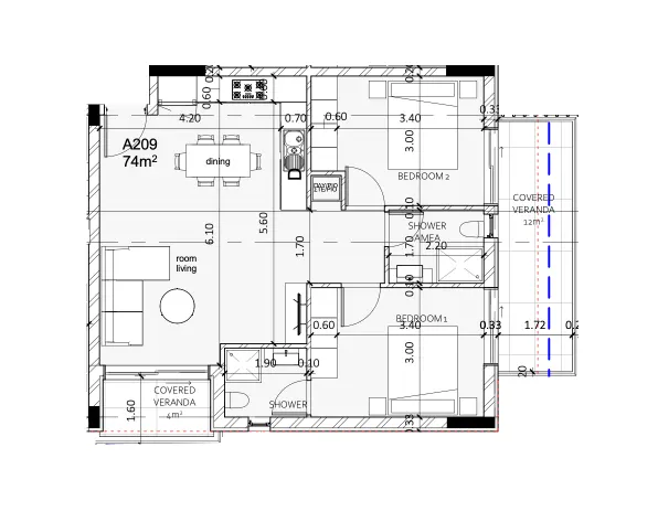 Διαμερίσματα 9 — 90,00 m²