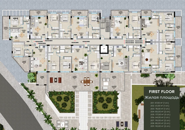 Park Residences — Πρώτος όροφος: Αναλυτική κάτοψη