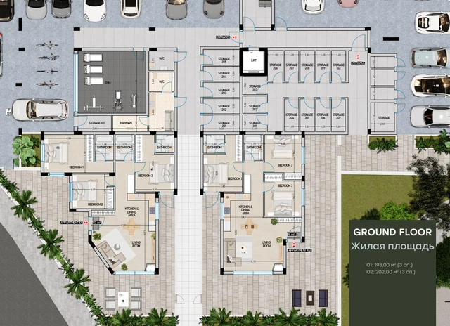 Park Residences — Ισόγειο: Αναλυτική κάτοψη